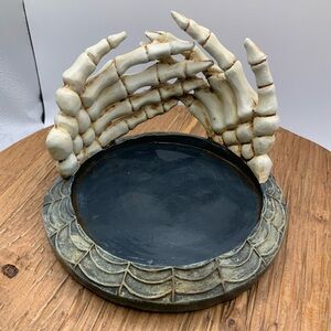 Yankee Candle Halloween Skeleton Bones Hands Spider Web Base Jar Candle Holder